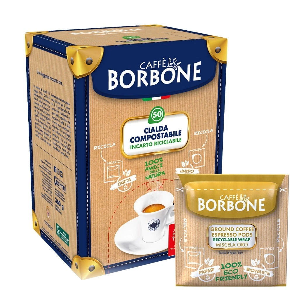 BORBONE CIALDA ESE 44 MM MISCELA ORO - 50 - 100 - 150 PZ INCARTO COMPOSTABILE