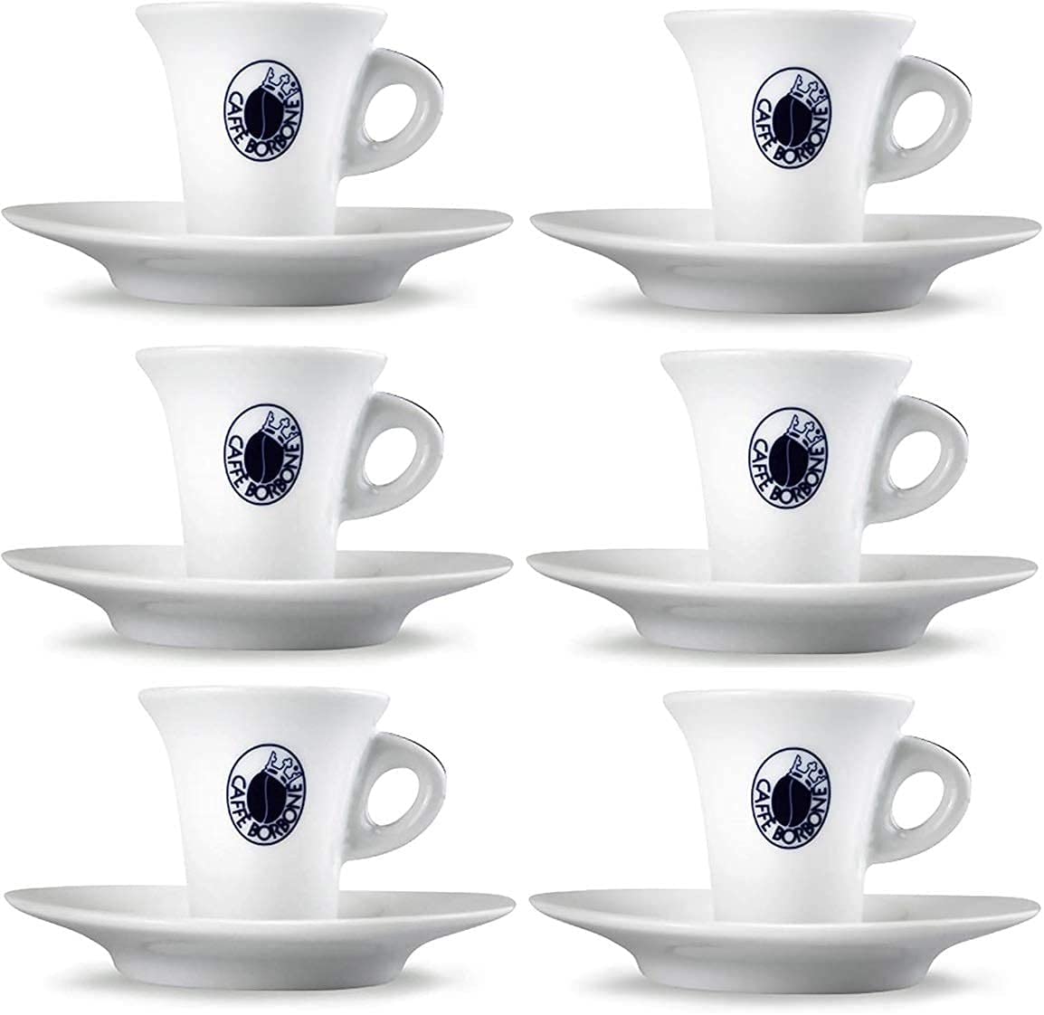 BORBONE TAZZINE IN CERAMICA CON PIATTINO - 6 PZ - Coffee Break Shop