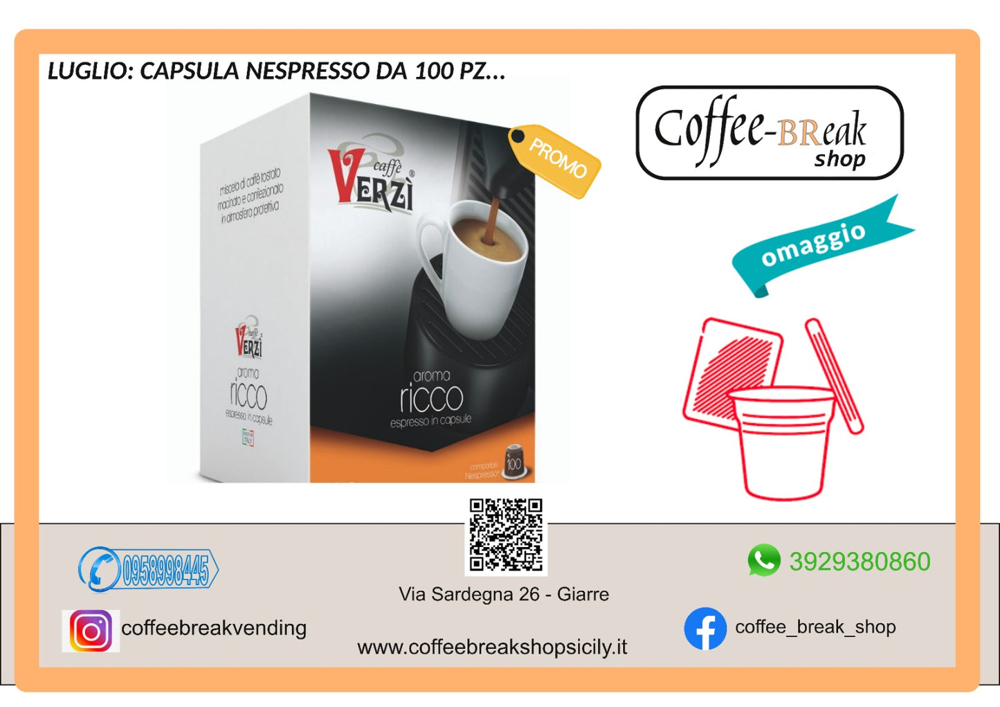 VERZì CAFFè CAPSULE NESPRESSO COMPATIBILI 100 PZ - MISCELA AROMA RICCO - Coffee Break Shop