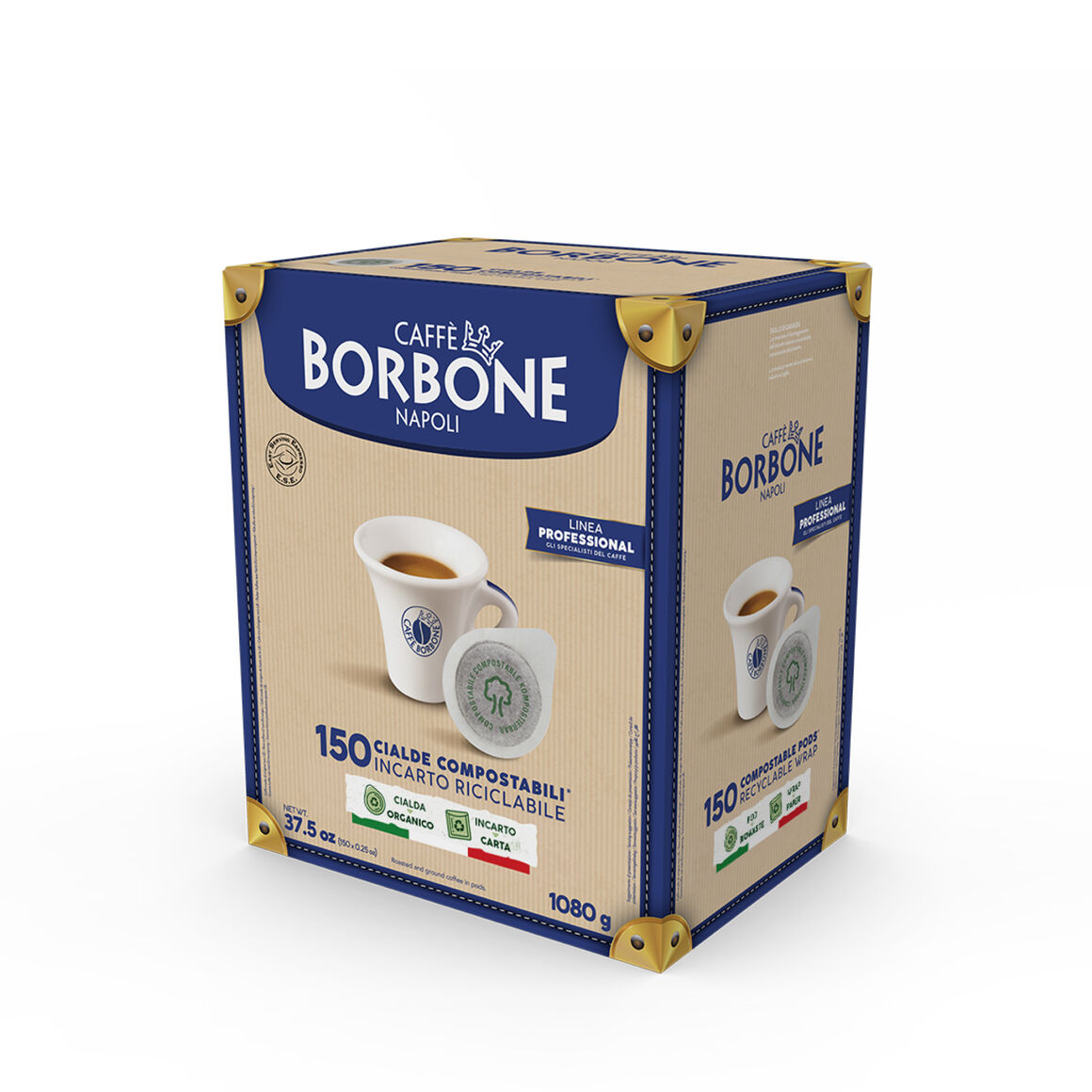 BORBONE CIALDA ESE 44 MM MISCELA NERA 50 - 100 - 150 PZ COMPOSTABILE INCARTO RICICLABILE