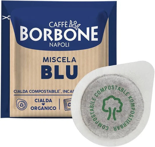 BORBONE CIALDA ESE 44 MM MISCELA BLU  50 - 100 - 150 PZ COMPOSTABILE INCARTO RICICLABILE